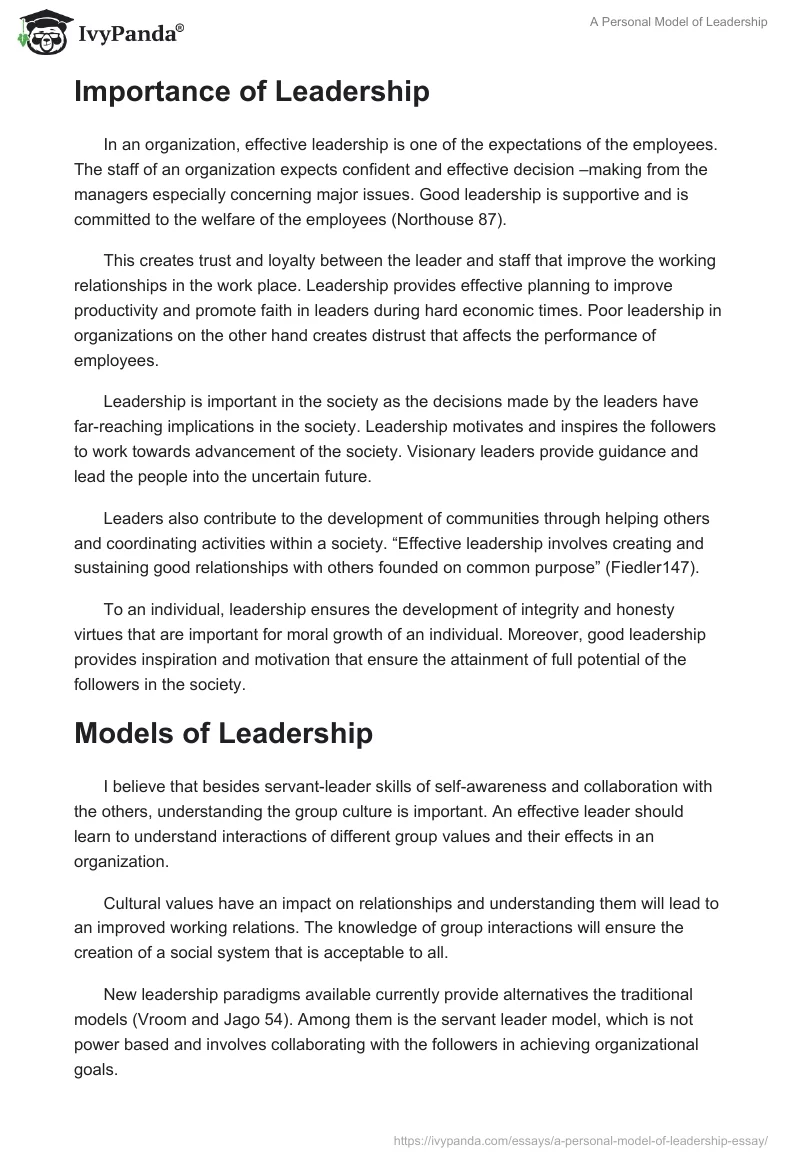 A Personal Model of Leadership. Page 3