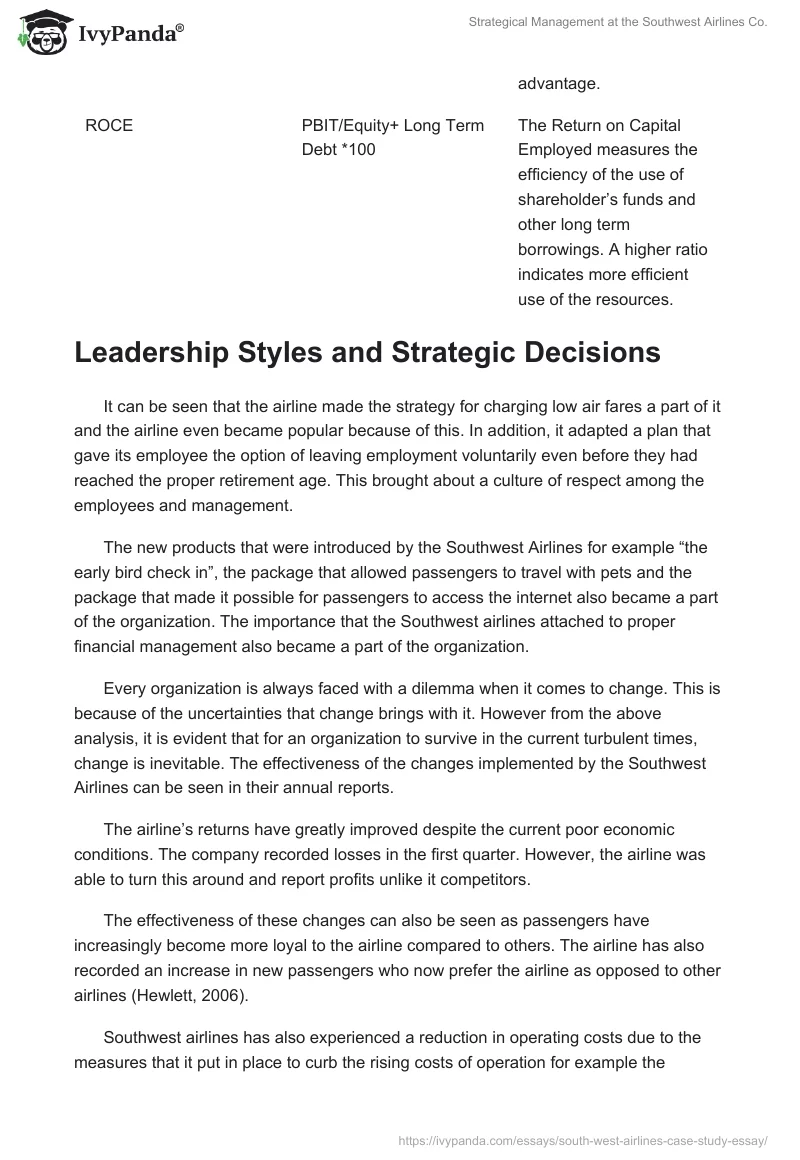 Strategical Management at the Southwest Airlines Co.. Page 3