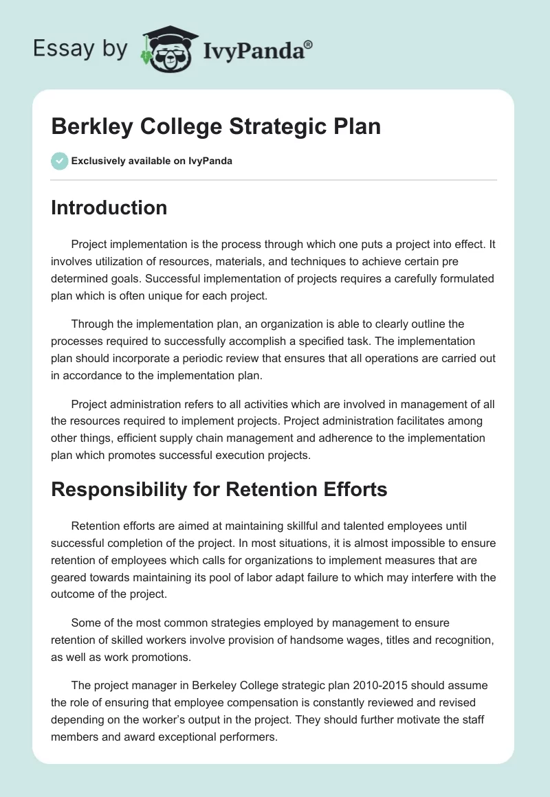 Berkley College Strategic Plan. Page 1