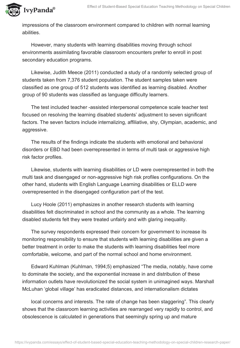 Effect of Student-Based Special Education Teaching Methodology on Special Children. Page 4