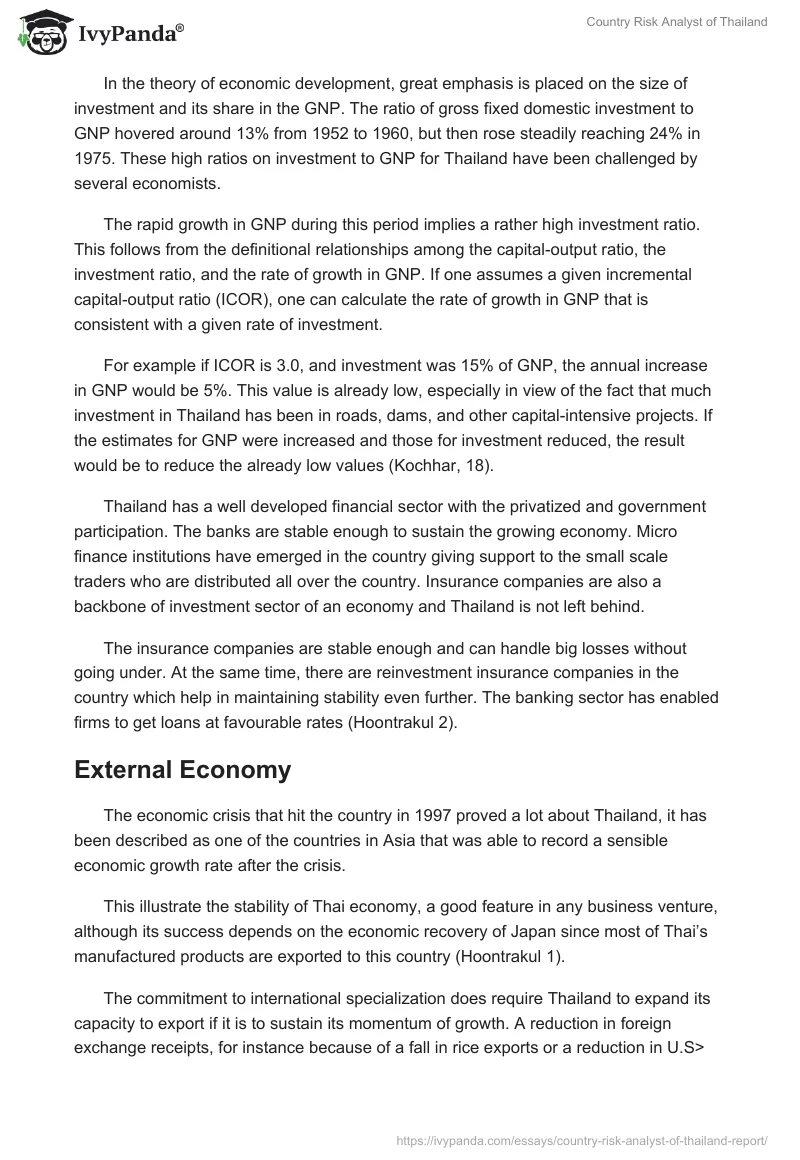 Country Risk Analyst of Thailand. Page 3