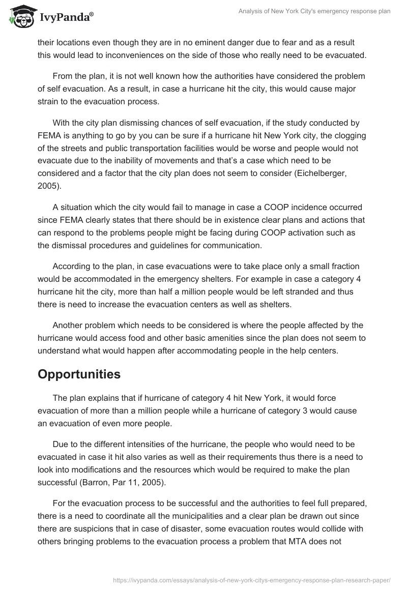 Analysis of New York City's emergency response plan. Page 4
