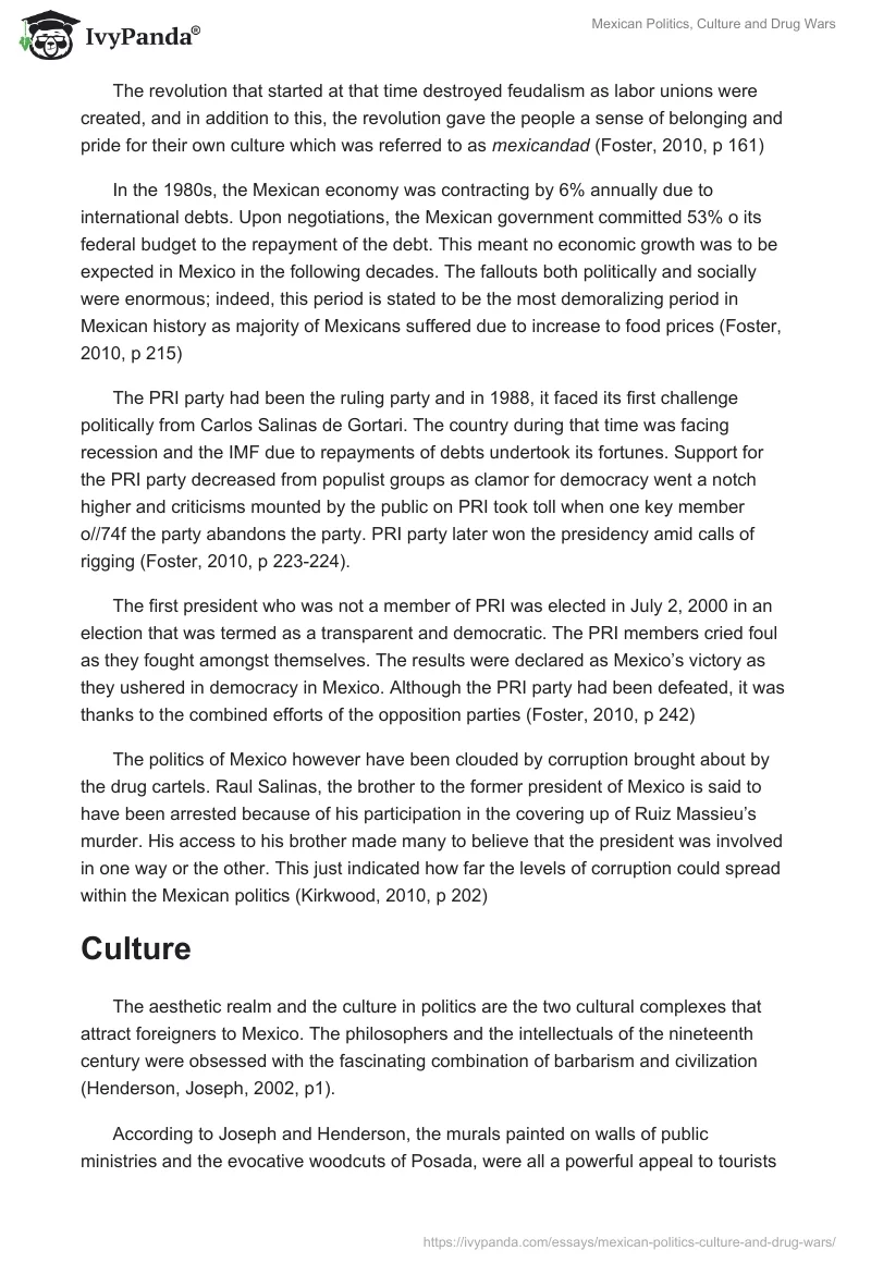 Mexican Politics, Culture and Drug Wars. Page 2