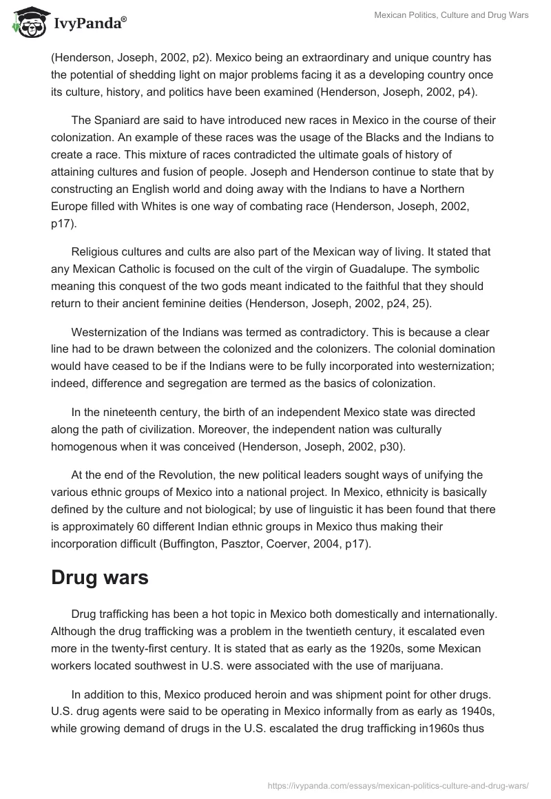 Mexican Politics, Culture and Drug Wars. Page 3