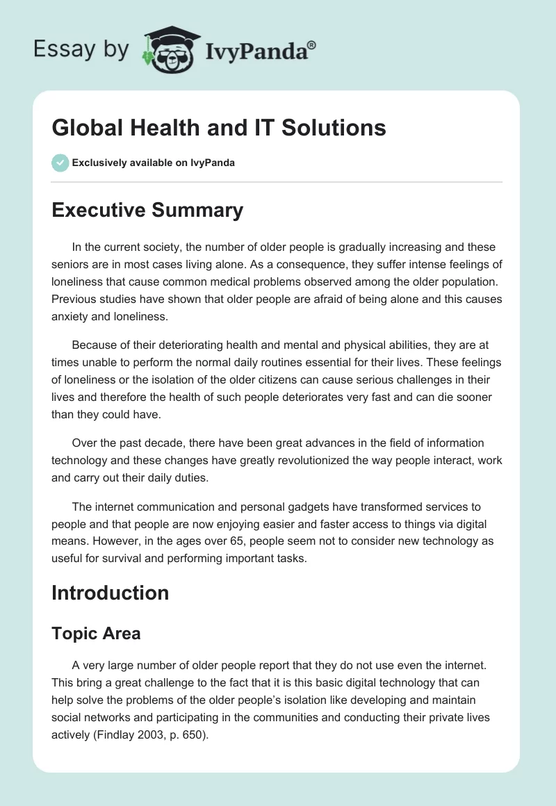 Global Health and IT Solutions. Page 1