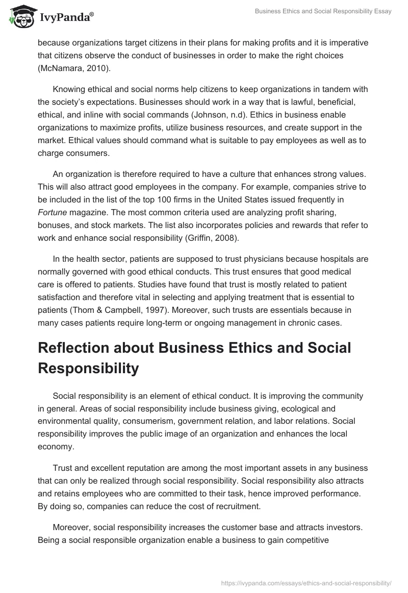 Business Ethics and Social Responsibility Essay. Page 2