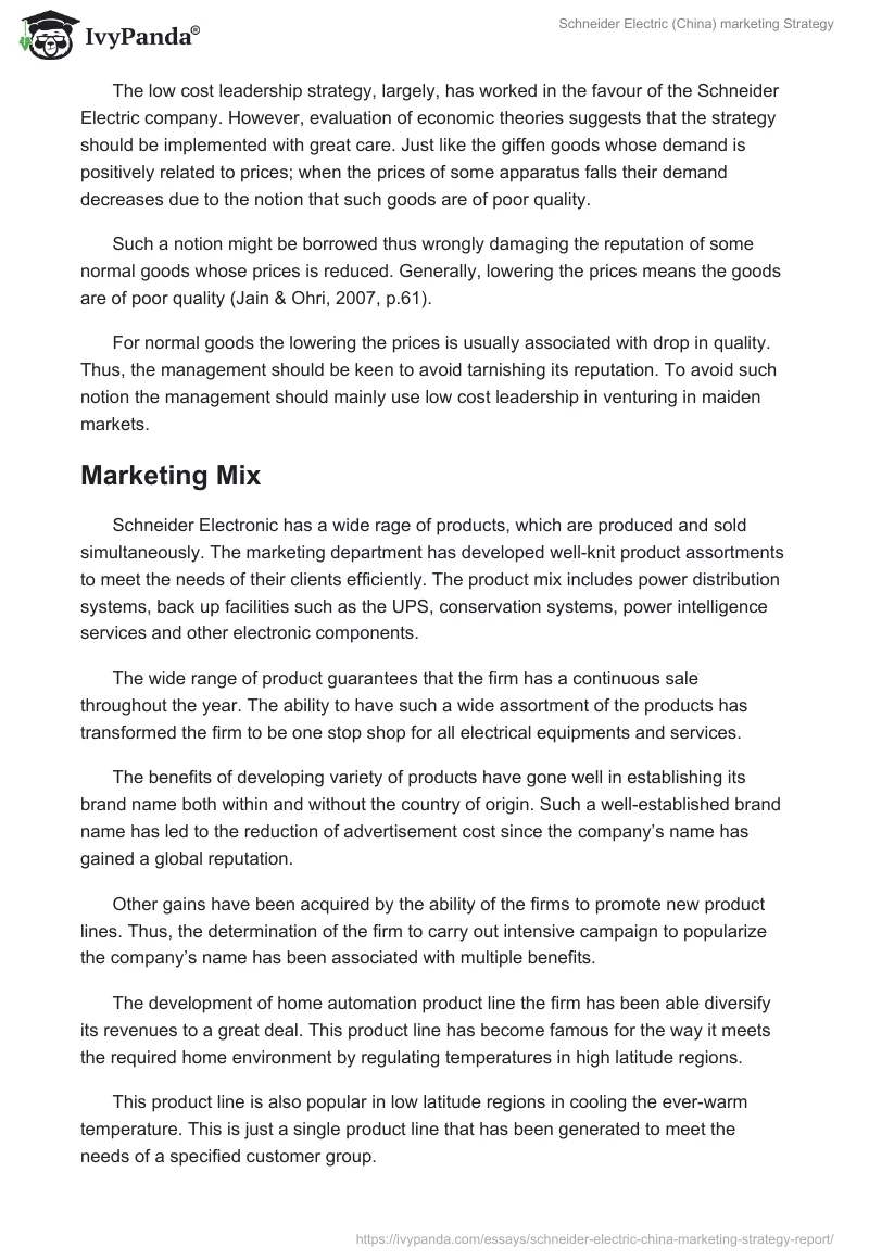 Schneider Electric (China) marketing Strategy. Page 4