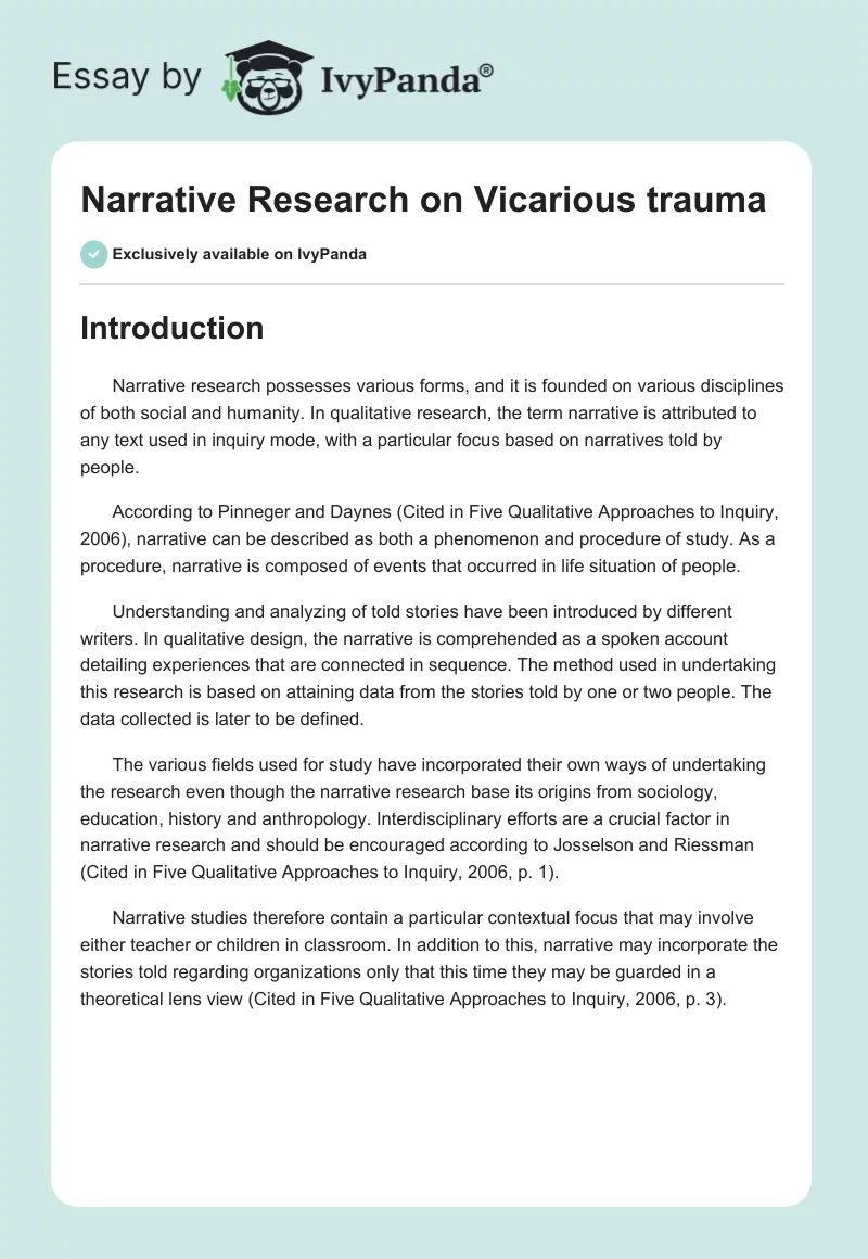 Narrative Research on Vicarious trauma. Page 1