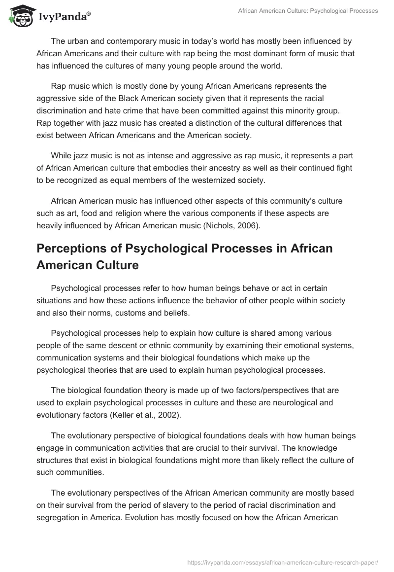 African American Culture: Psychological Processes. Page 2