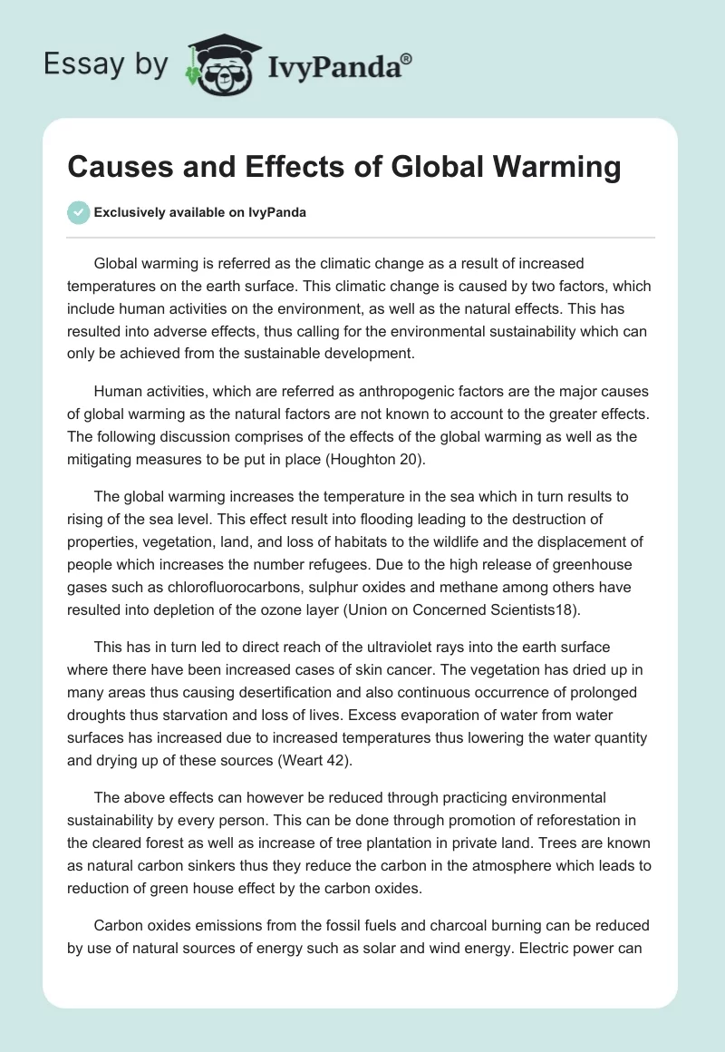 Causes and Effects of Global Warming. Page 1