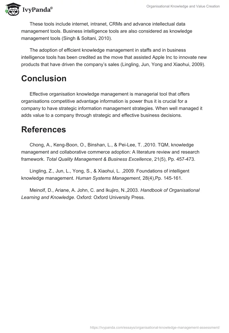Organisational Knowledge and Value Creation. Page 3