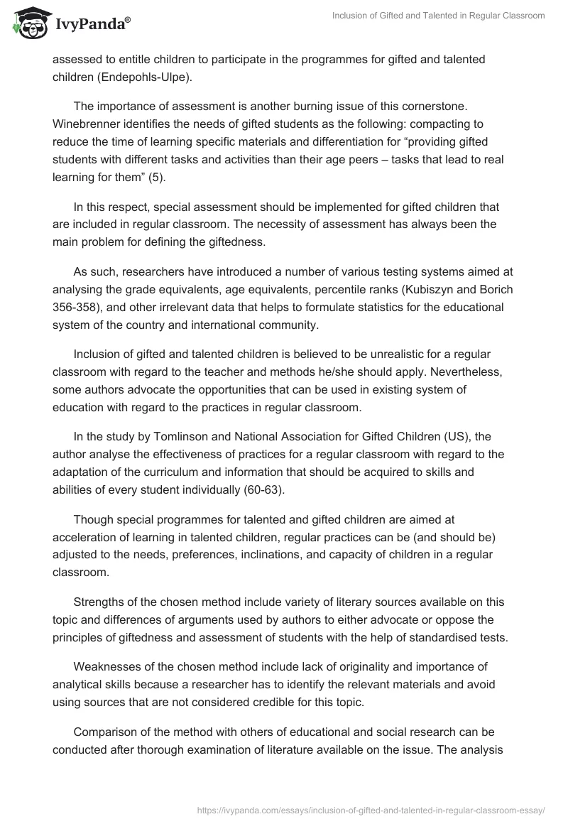 Inclusion of Gifted and Talented in Regular Classroom. Page 4