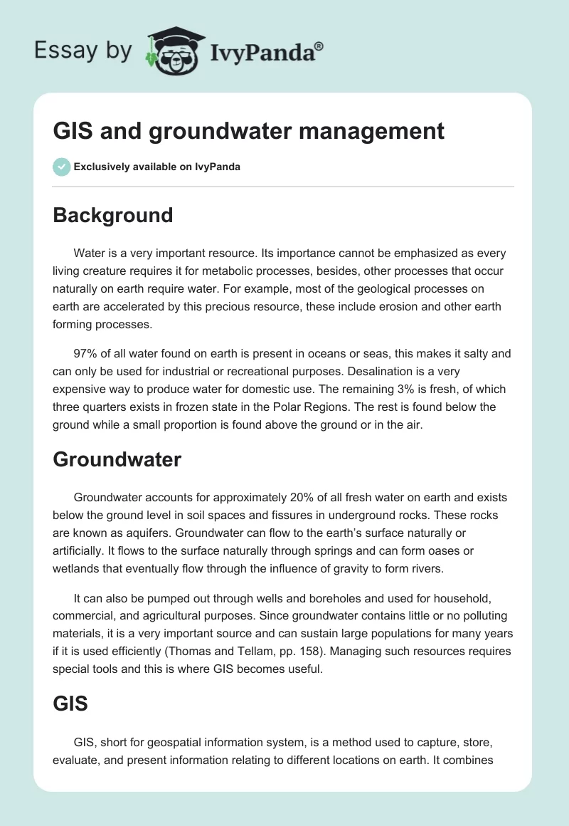 GIS and groundwater management. Page 1