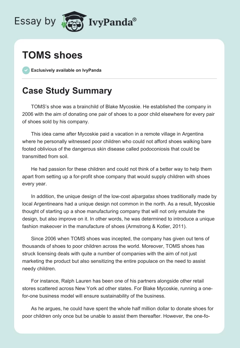 toms shoes case study pdf
