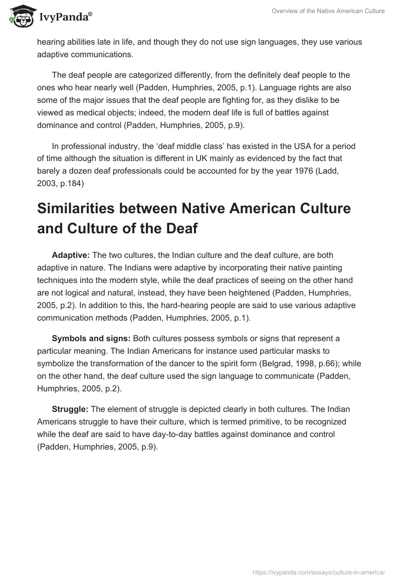 Overview of the Native American Culture. Page 3