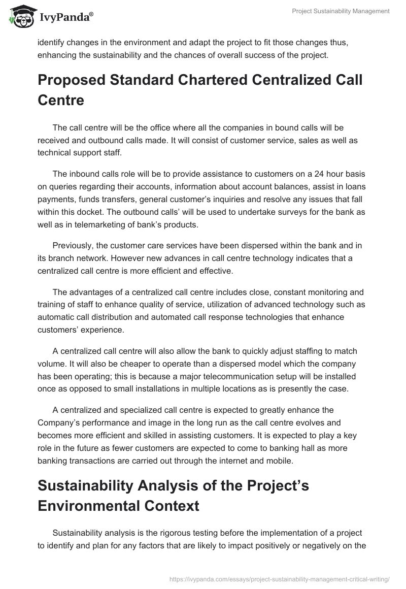 Project Sustainability Management. Page 3