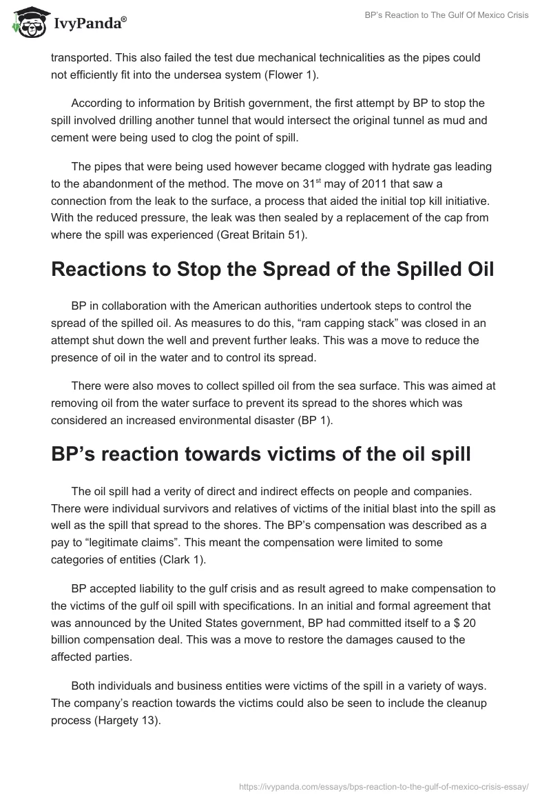 BP’s Reaction to the Gulf of Mexico Crisis. Page 2