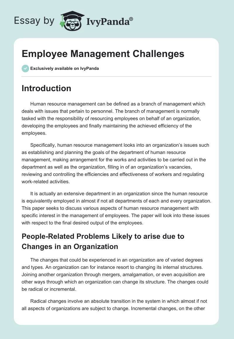 Employee Management Challenges. Page 1