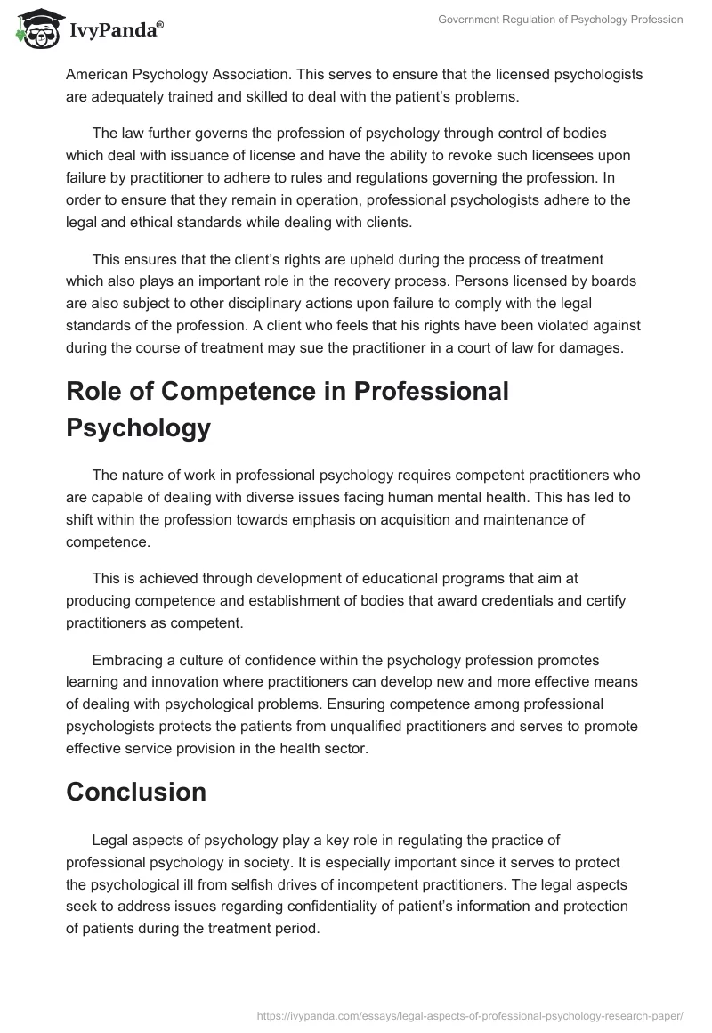 Government Regulation of Psychology Profession. Page 5