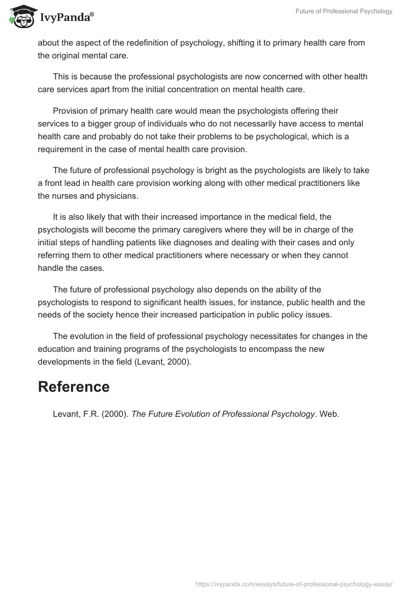 Future of Professional Psychology. Page 2