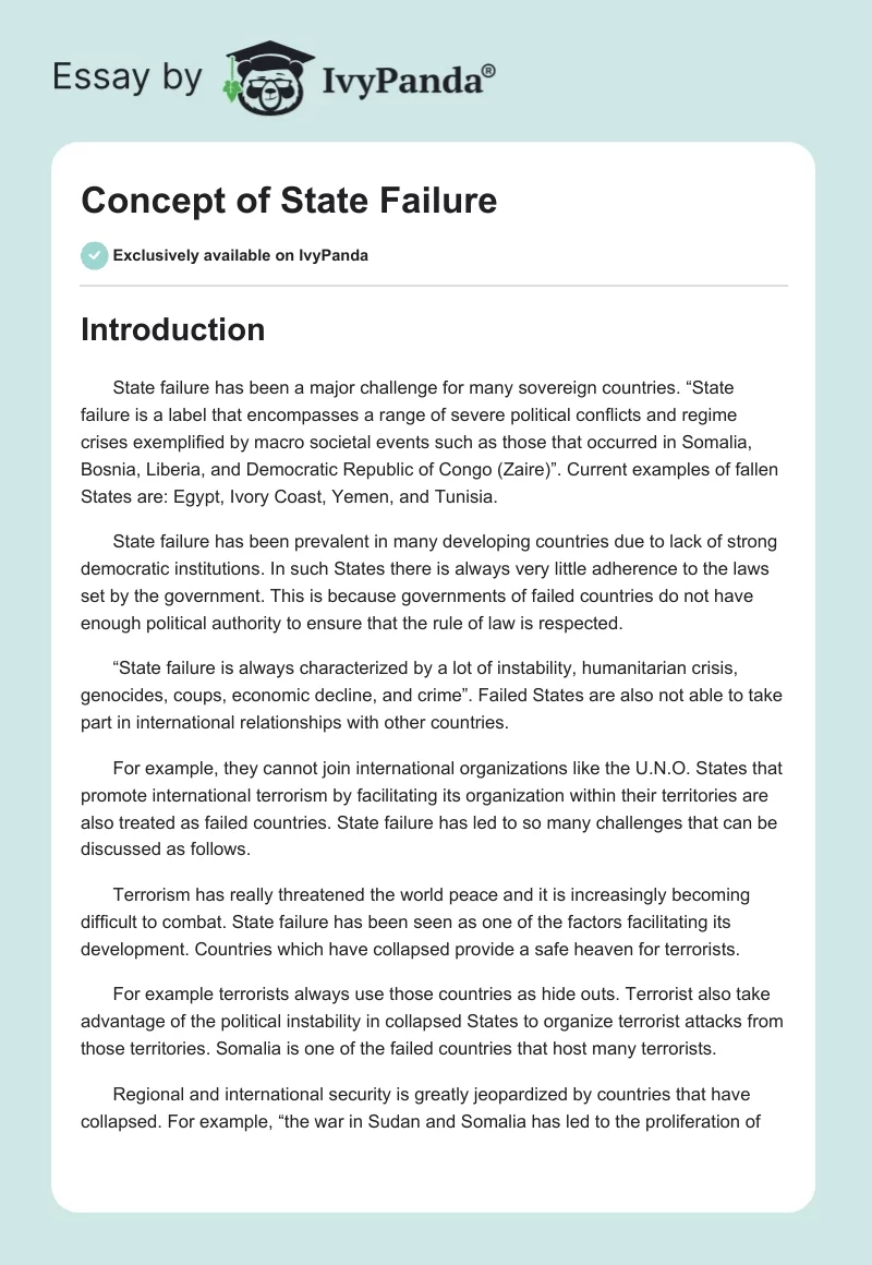 Concept of State Failure. Page 1