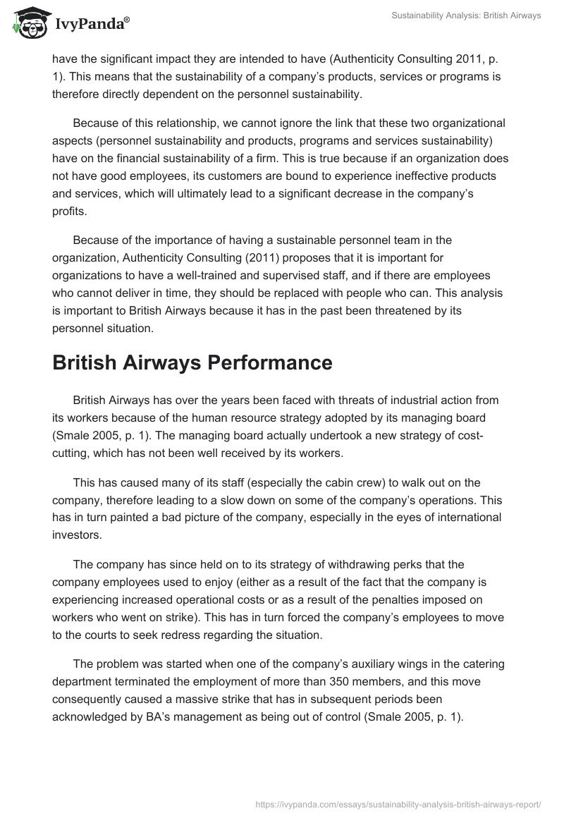 Sustainability Analysis: British Airways. Page 4