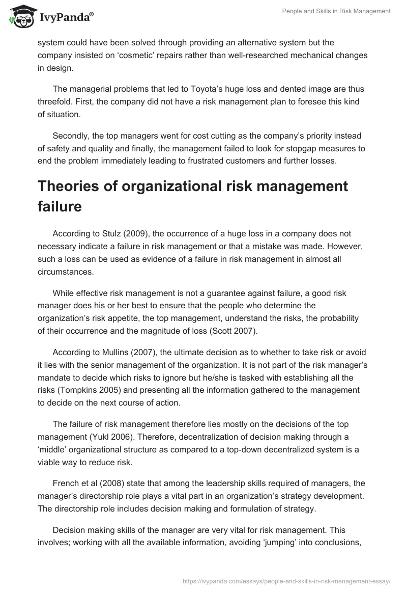 People and Skills in Risk Management. Page 5