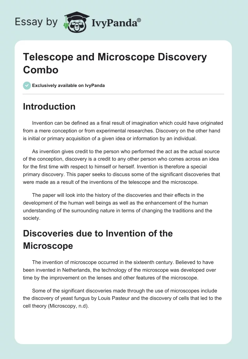 Telescope and Microscope Discovery Combo. Page 1