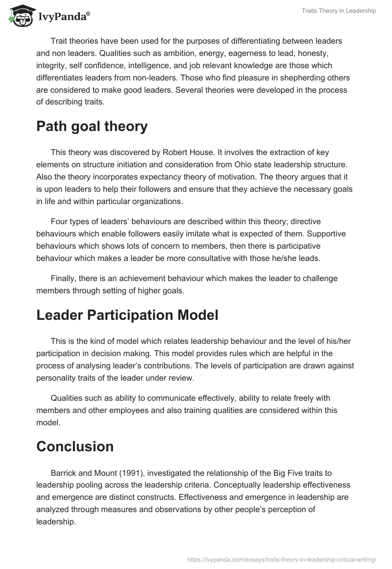 Traits Theory in Leadership. Page 5