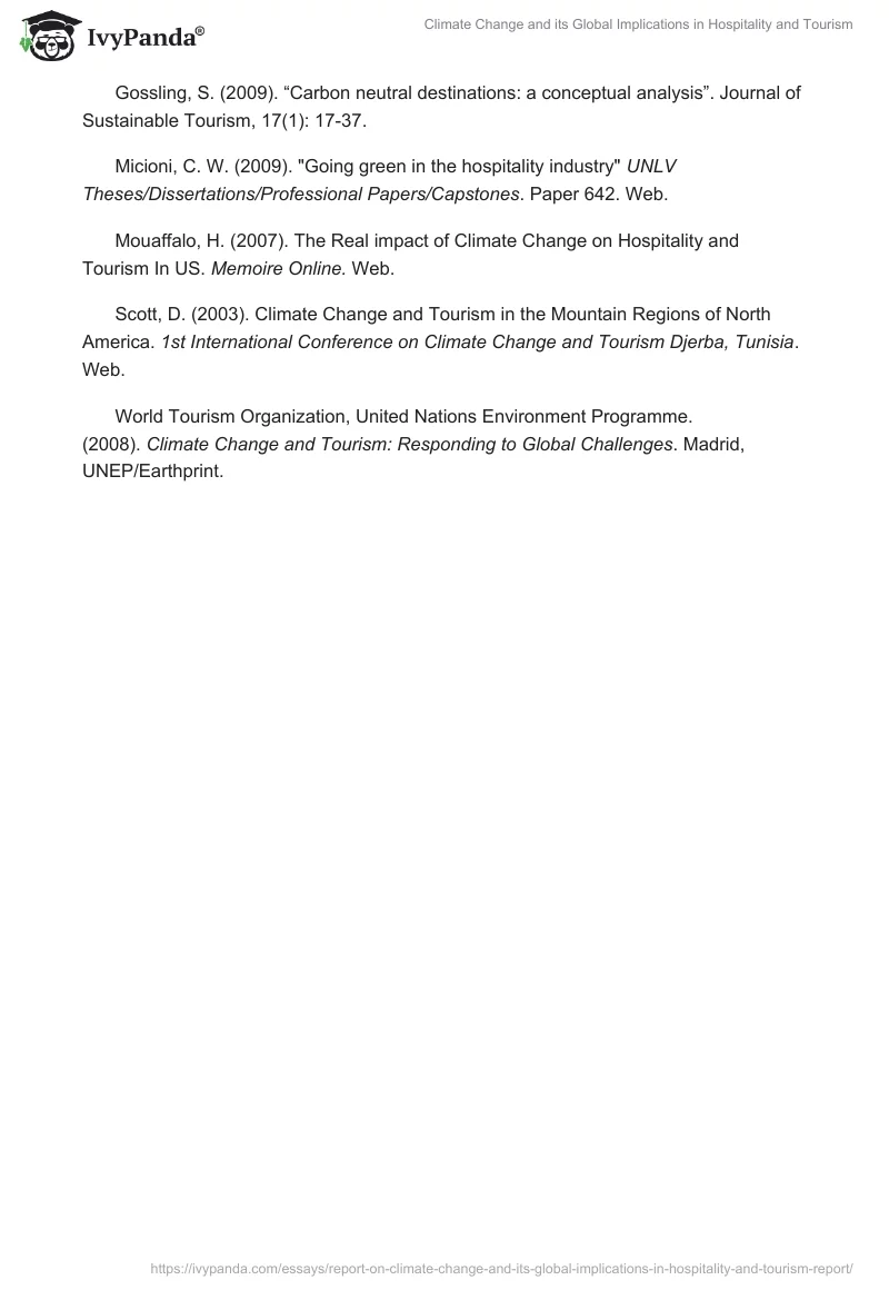 Climate Change and Its Global Implications in Hospitality and Tourism. Page 4