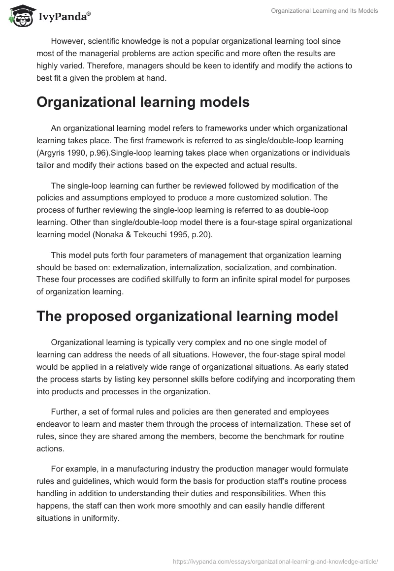 Organizational Learning and Its Models. Page 2