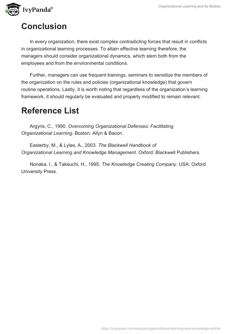 Organizational Learning and Its Models. Page 3
