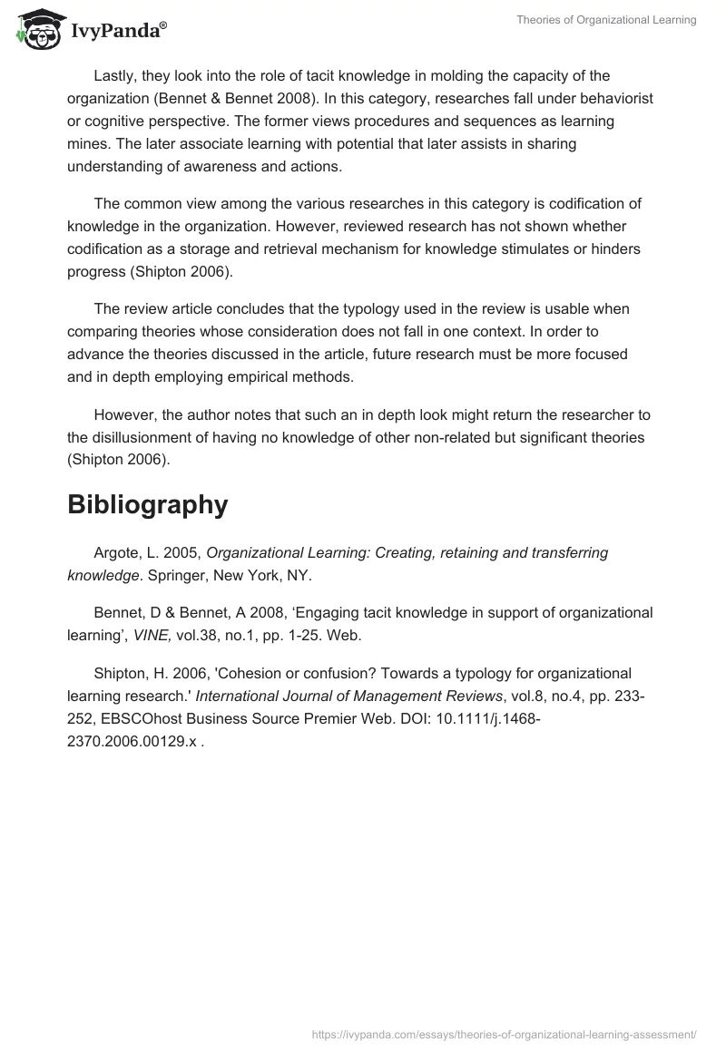 Theories of Organizational Learning. Page 3