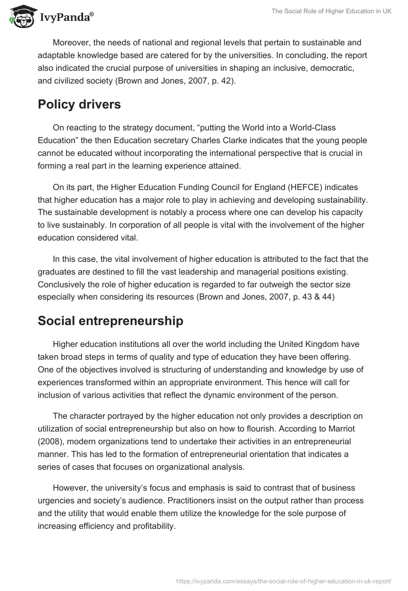 The Social Role of Higher Education in UK. Page 3
