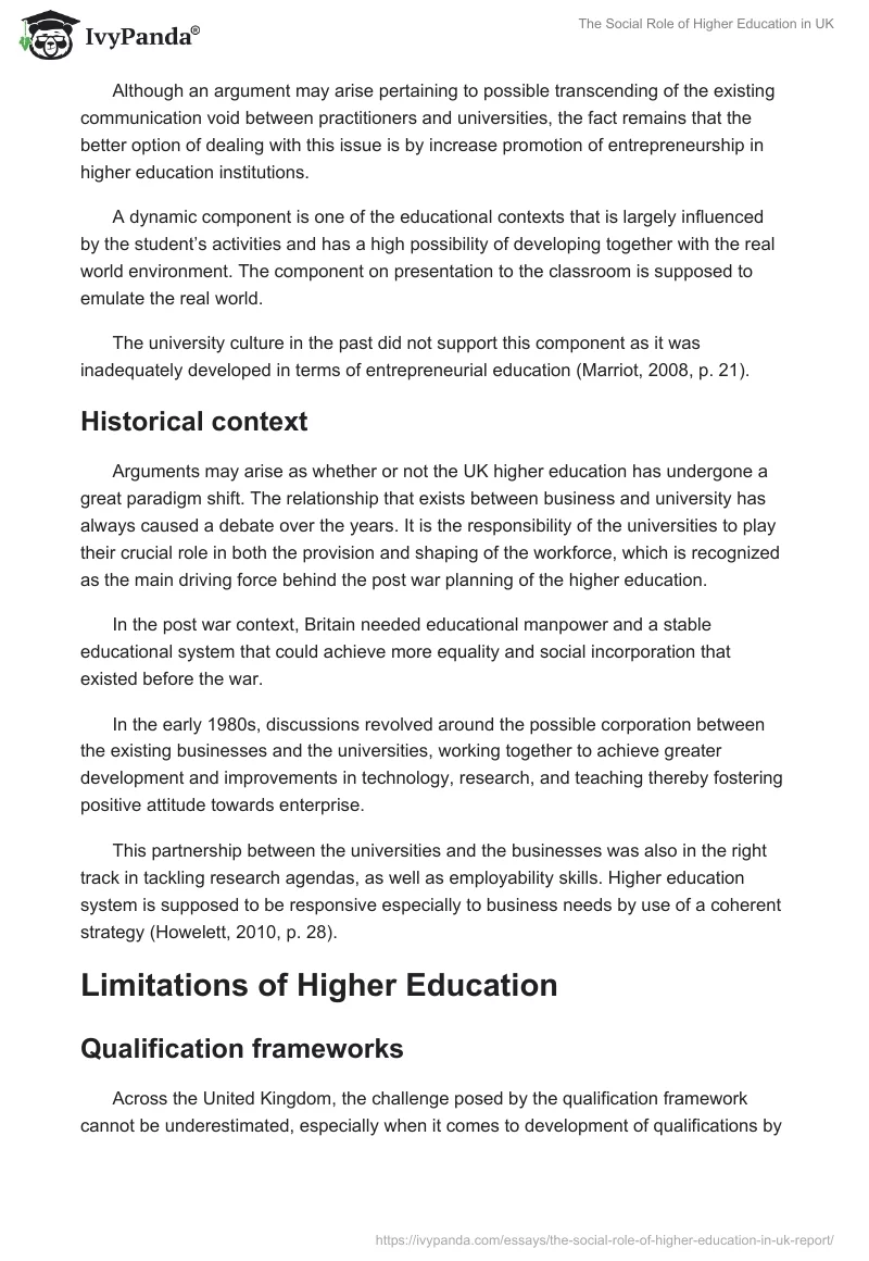 The Social Role of Higher Education in UK. Page 4