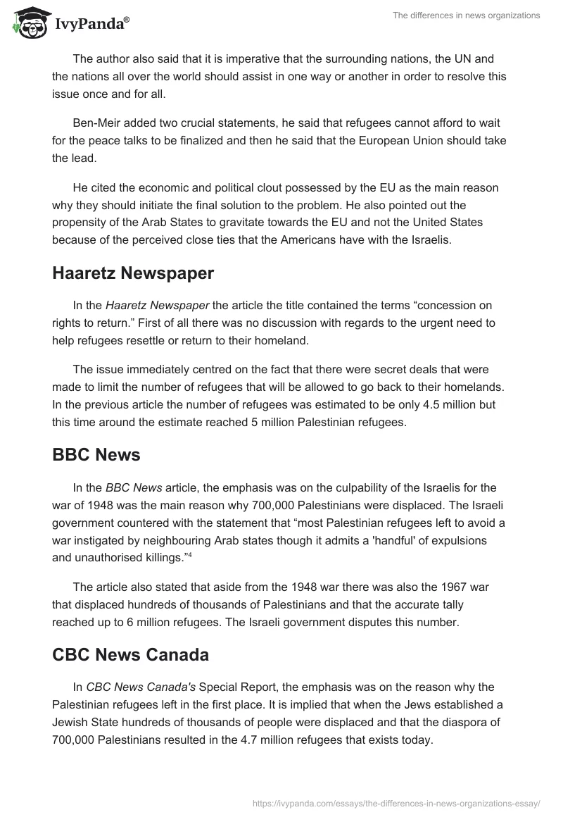 The differences in news organizations. Page 2