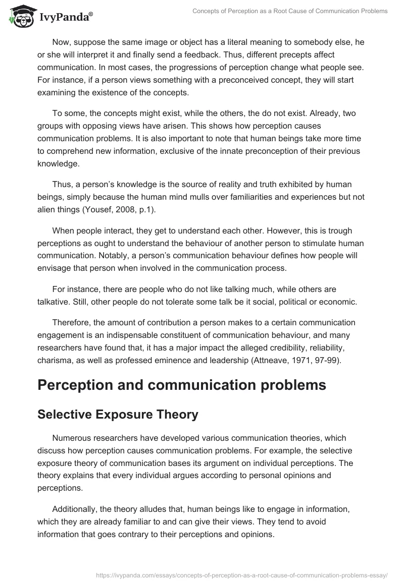 Concepts of Perception as a Root Cause of Communication Problems. Page 3