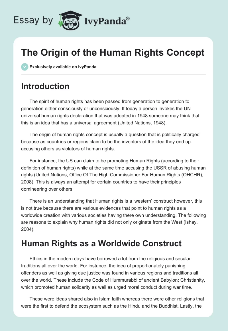 The Origin of the Human Rights Concept. Page 1