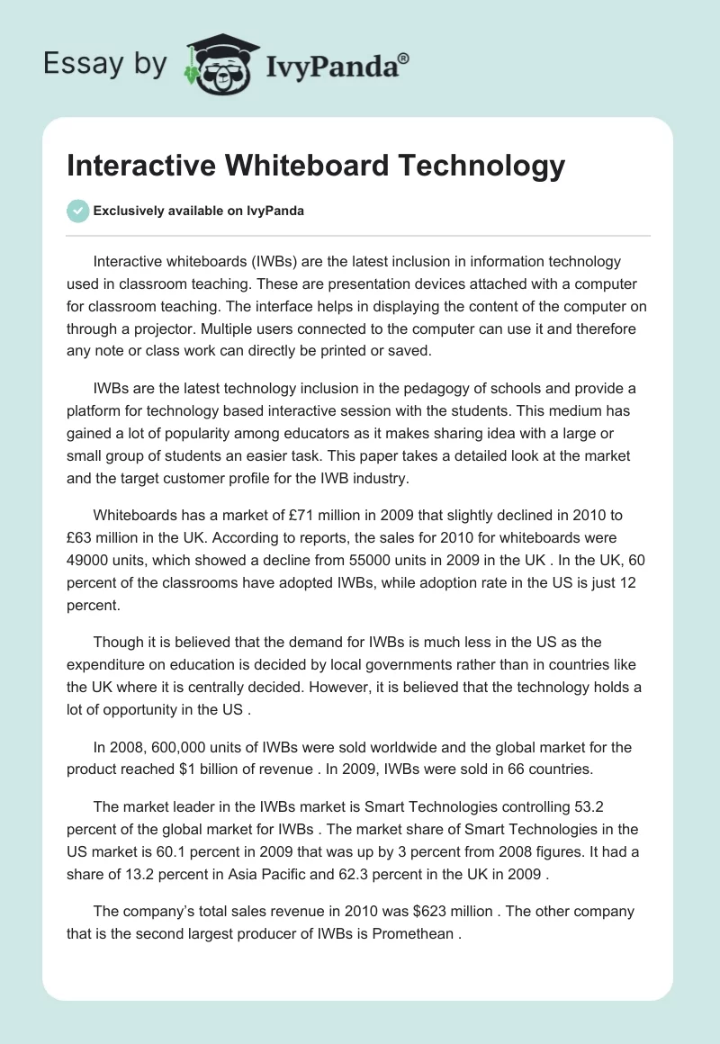 research paper on interactive whiteboard