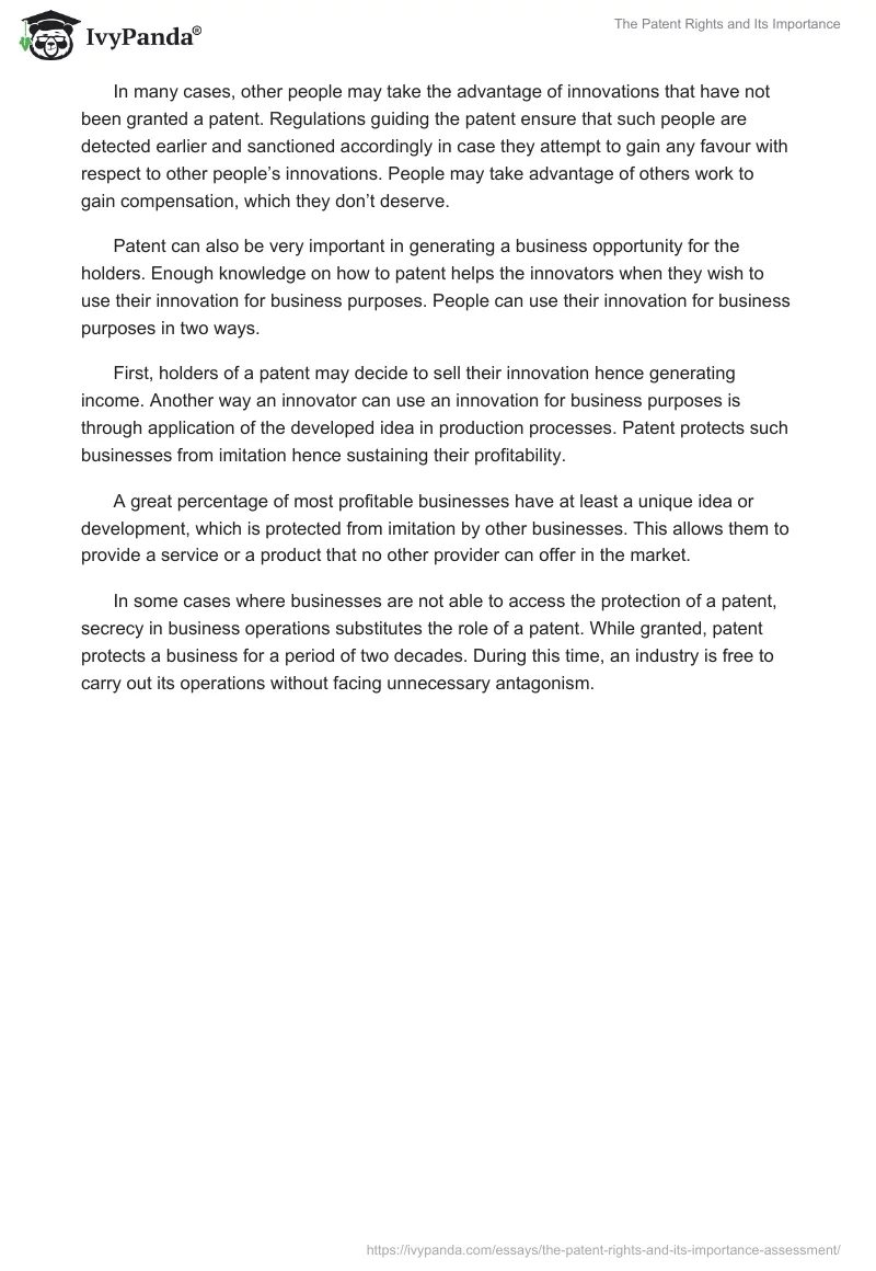 The Patent Rights and Its Importance. Page 2