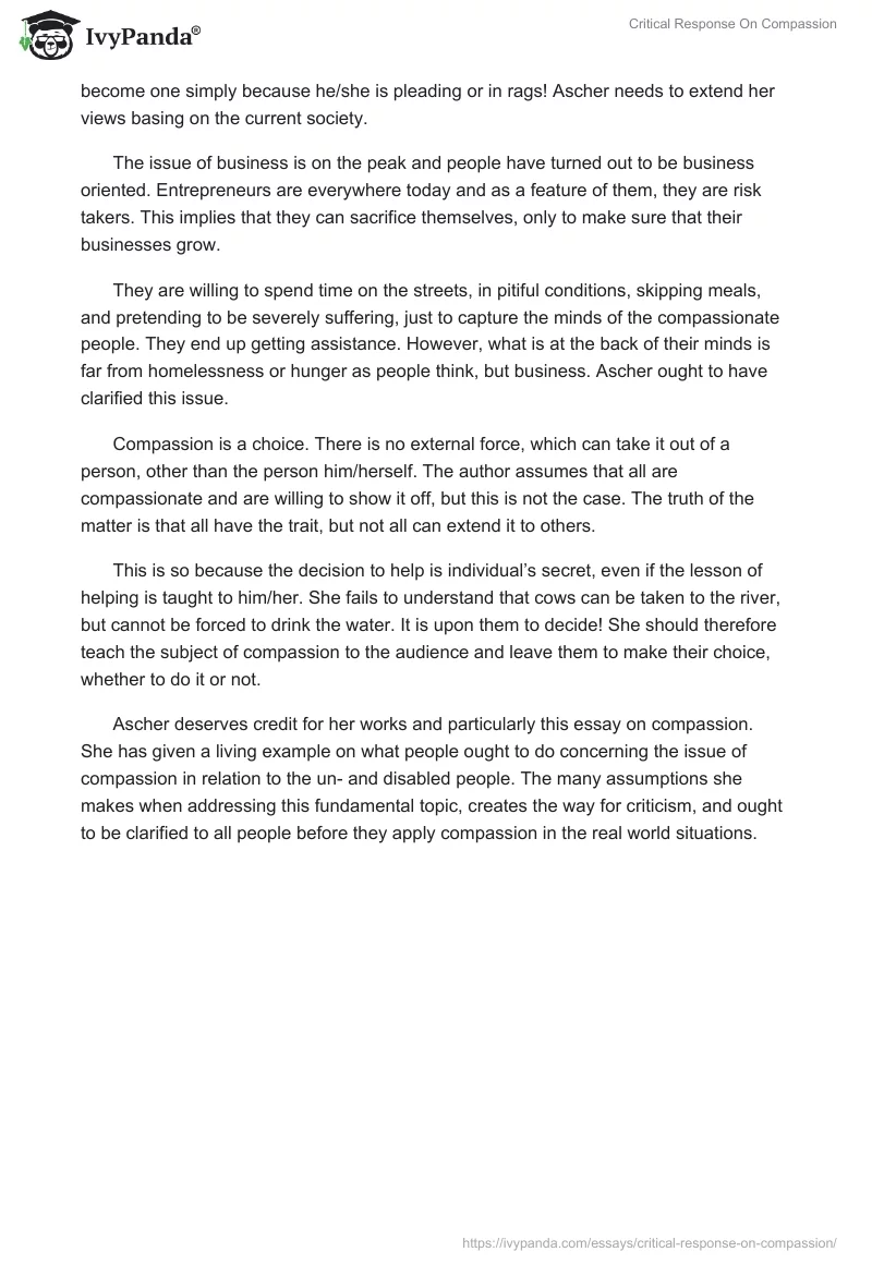 Critical Response "On Compassion". Page 2