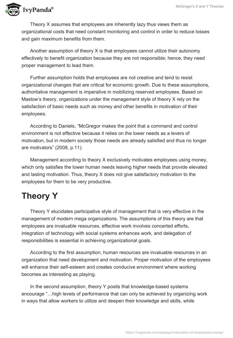 McGregor's X and Y Theories. Page 2