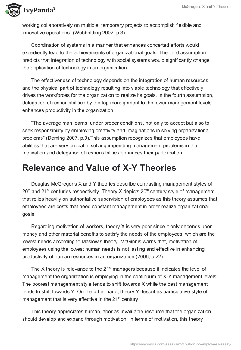 McGregor's X and Y Theories. Page 3