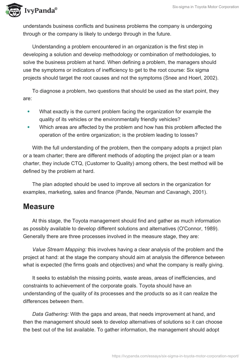 Six-Sigma in Toyota Motor Corporation. Page 5