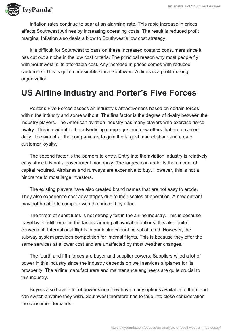 An Analysis of Southwest Airlines. Page 3