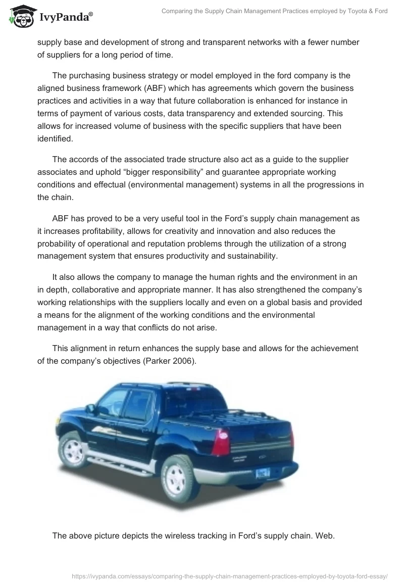 Comparing the Supply Chain Management Practices Employed by Toyota & Ford. Page 5