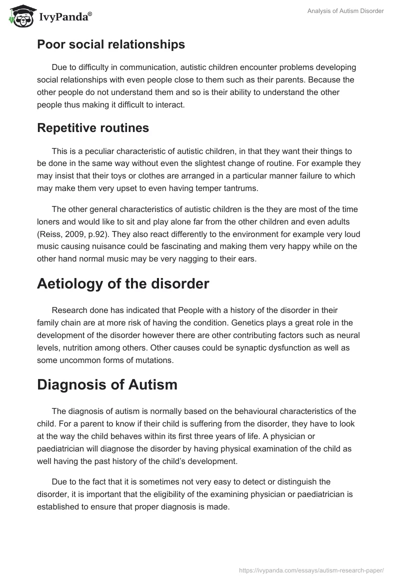 Analysis of Autism Disorder. Page 2