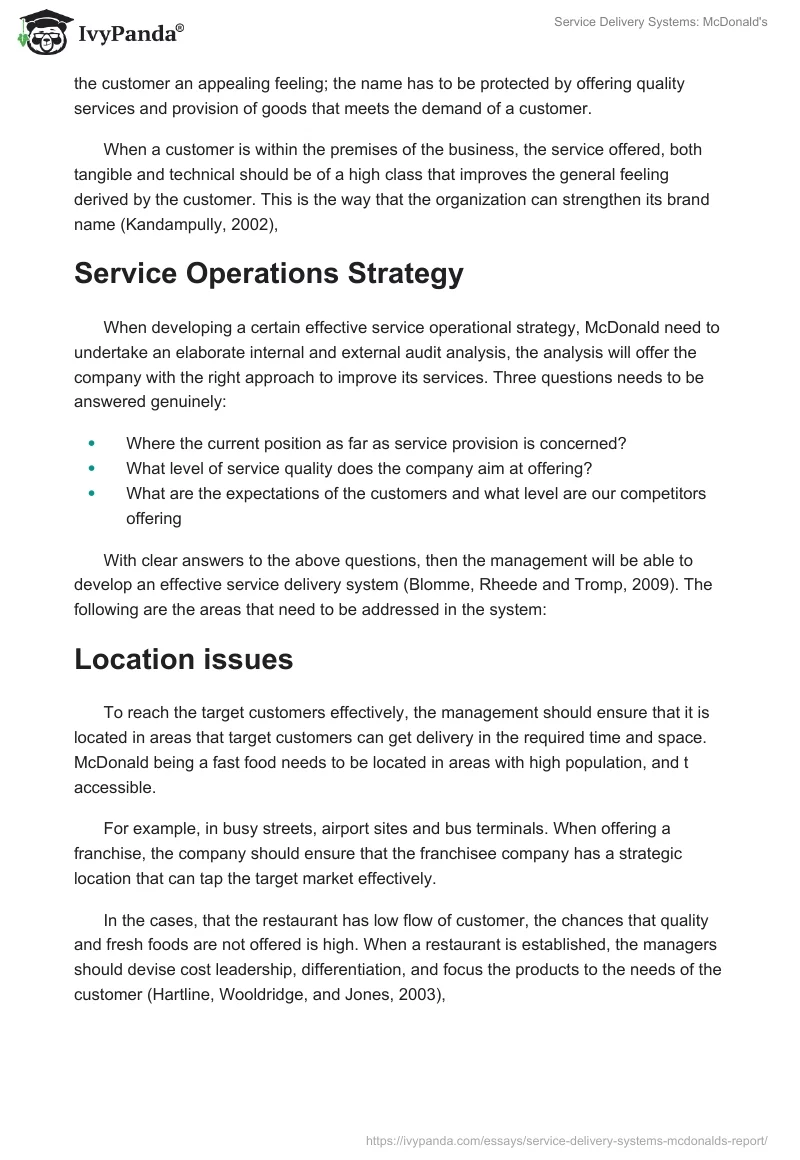 Service Delivery Systems: McDonald's. Page 5