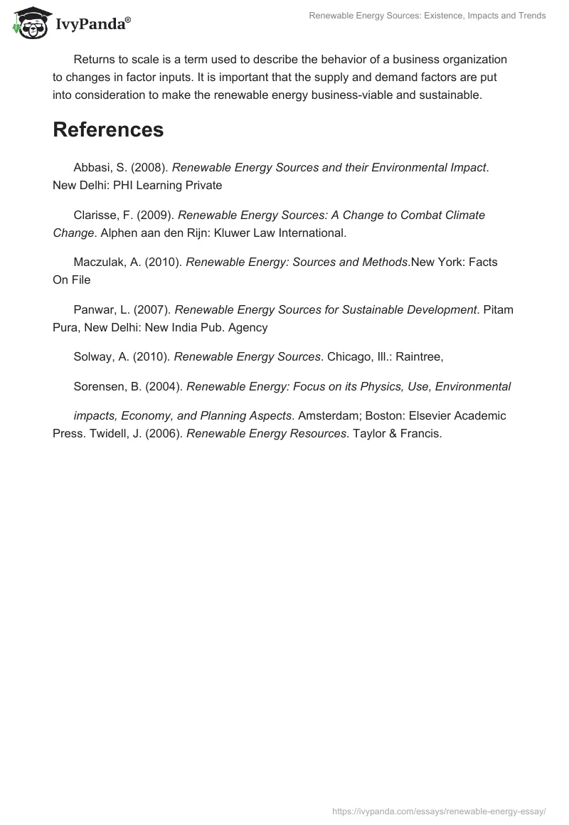 Renewable Energy Sources: Existence, Impacts and Trends. Page 4