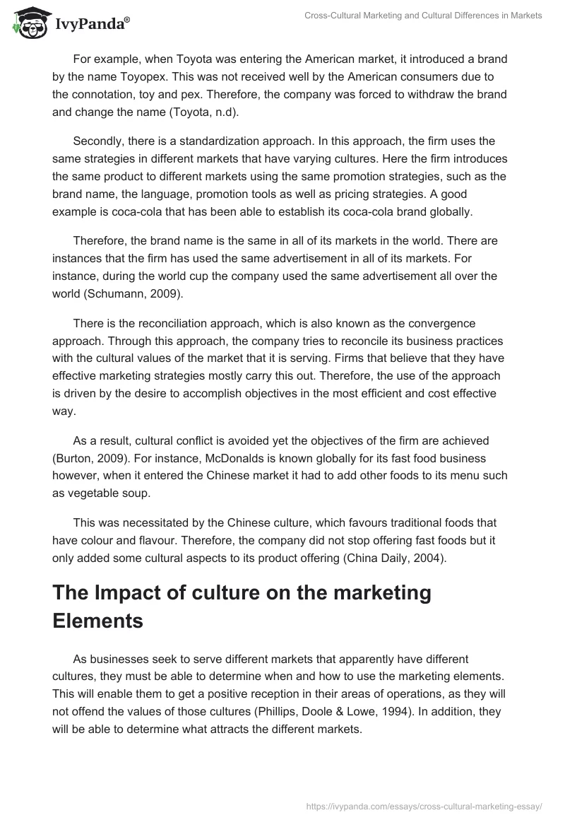 Cross-Cultural Marketing and Cultural Differences in Markets. Page 2